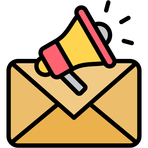 Envelope with a megaphone symbol