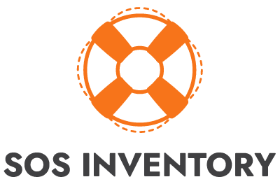 SOS Inventory orange lifebuoy logo with text