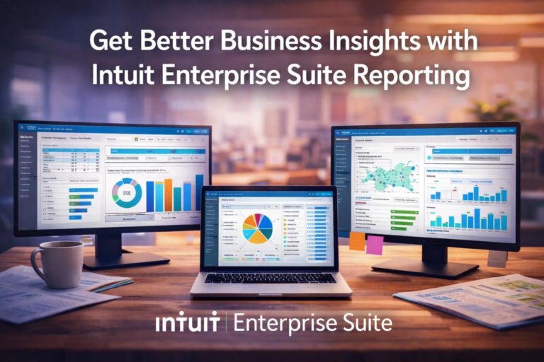 Business reporting software on multiple screens