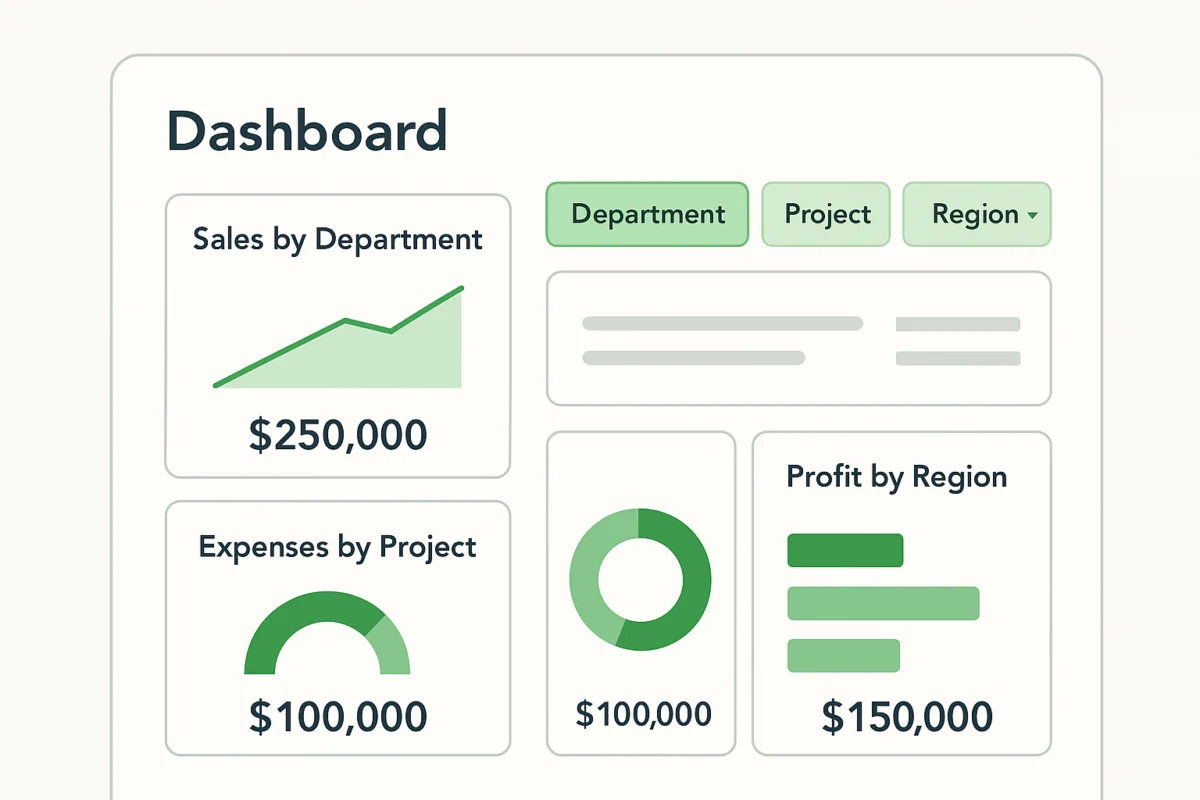 Financial dashboard with sales and expenses